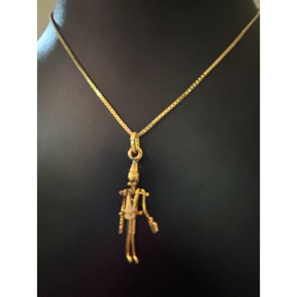 925 Sterling Silver Pinocchio Pendant Necklace With Moveable Limbs By Italy - Picture 1 of 16